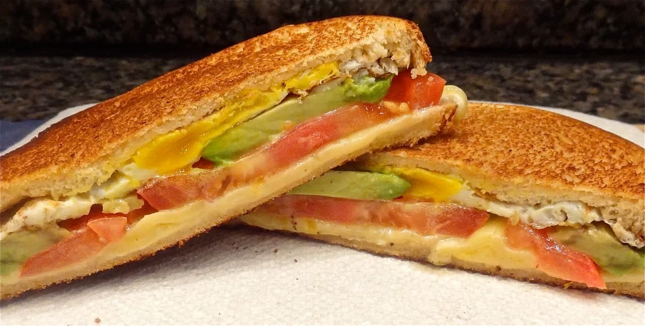 Grilled Cheese, Egg and Avocado Panini