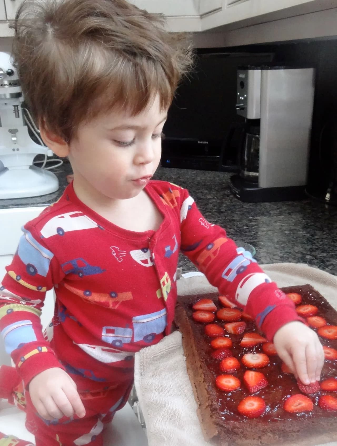 Chocolate Roll with Jam and Strawberries