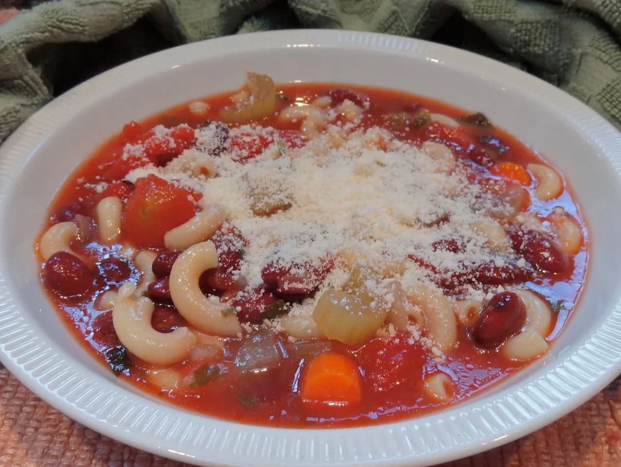 Bean and Pasta Soup with Harissa