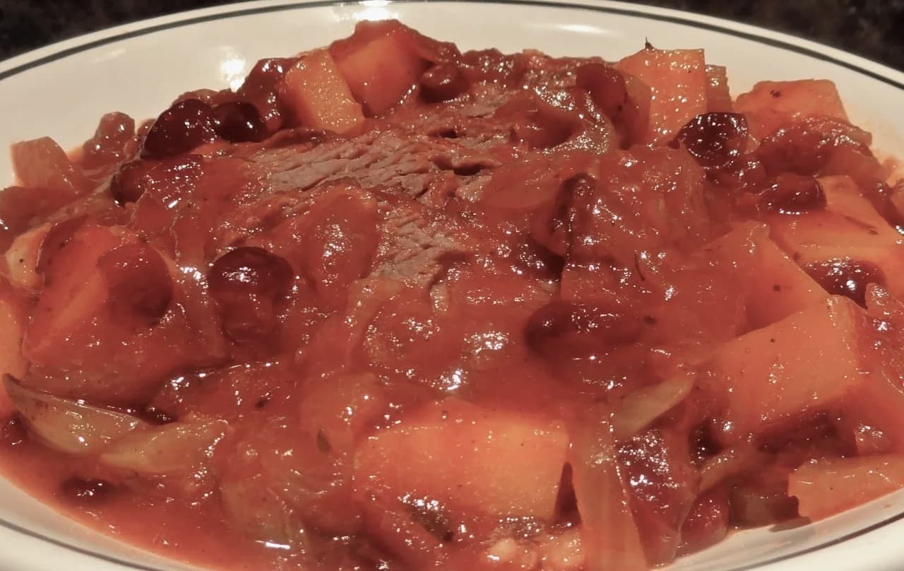 Beef Chuck Roast with Winter Squash and Dried Cranberries