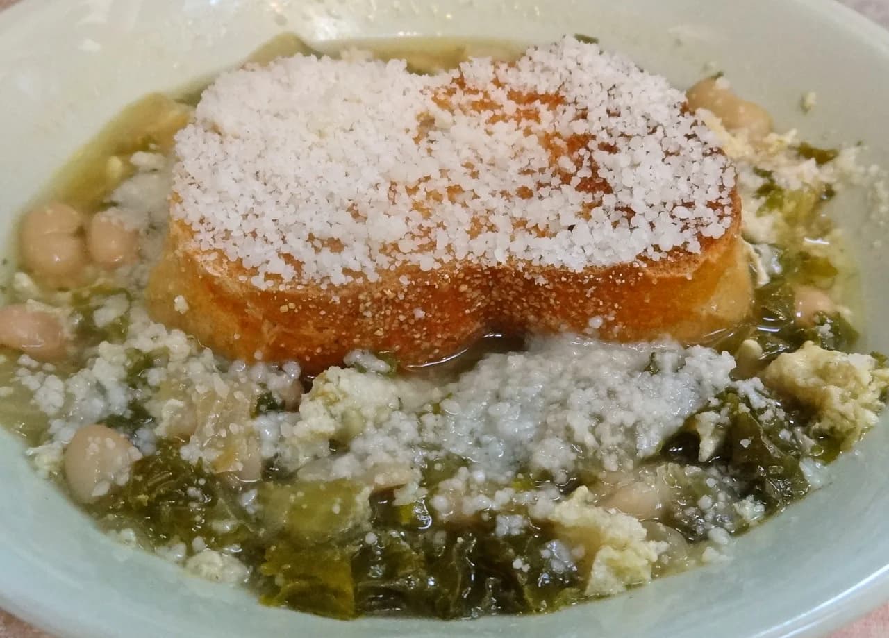 Kale and White Bean Soup with Egg and Cheese