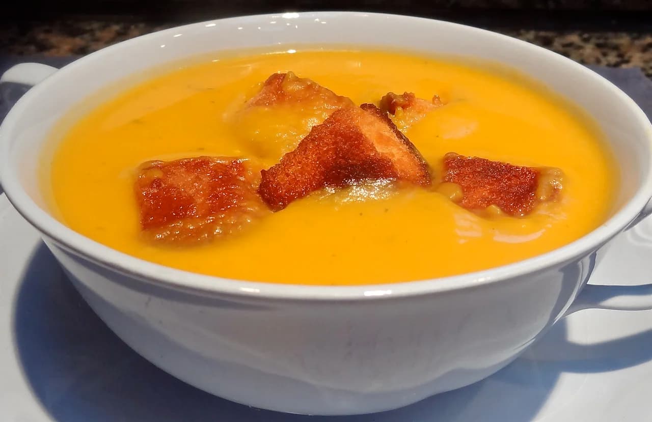 Squash Soup with Honey Croutons