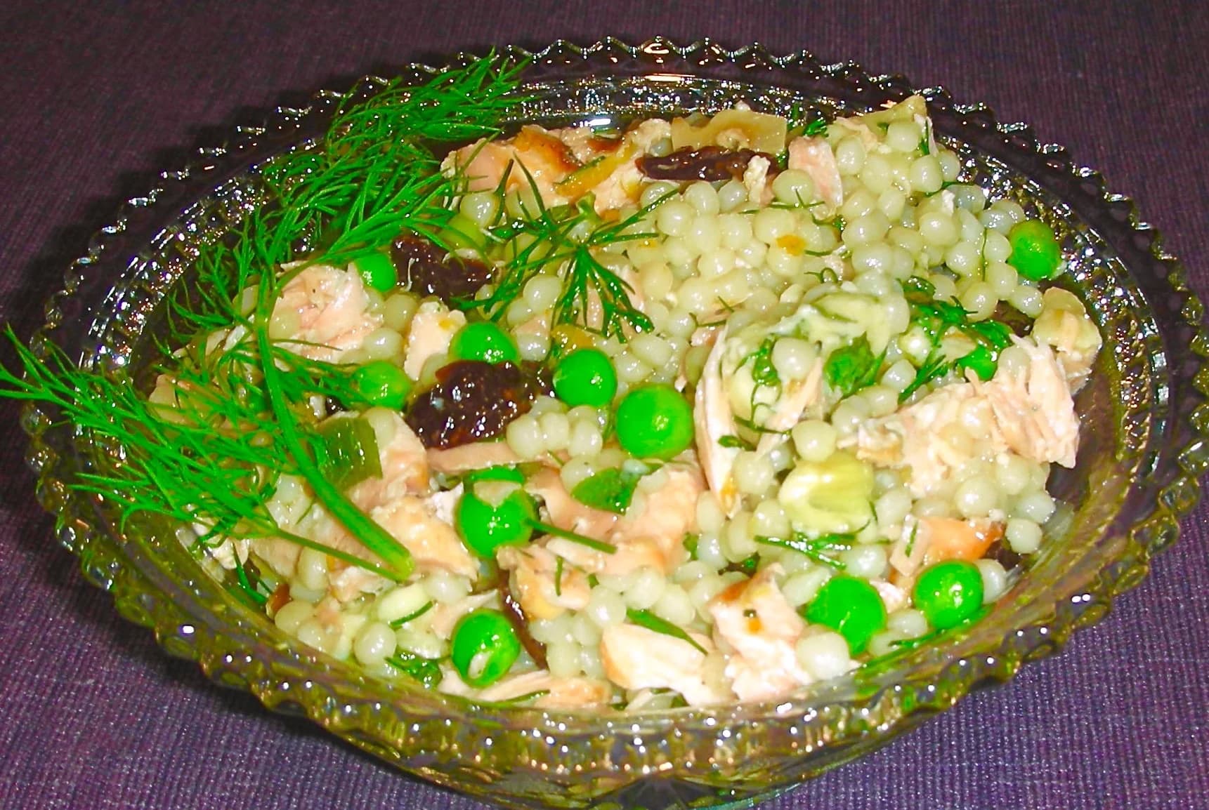 Salmon Couscous Salad with Blue Cheese and Dried Cranberries
