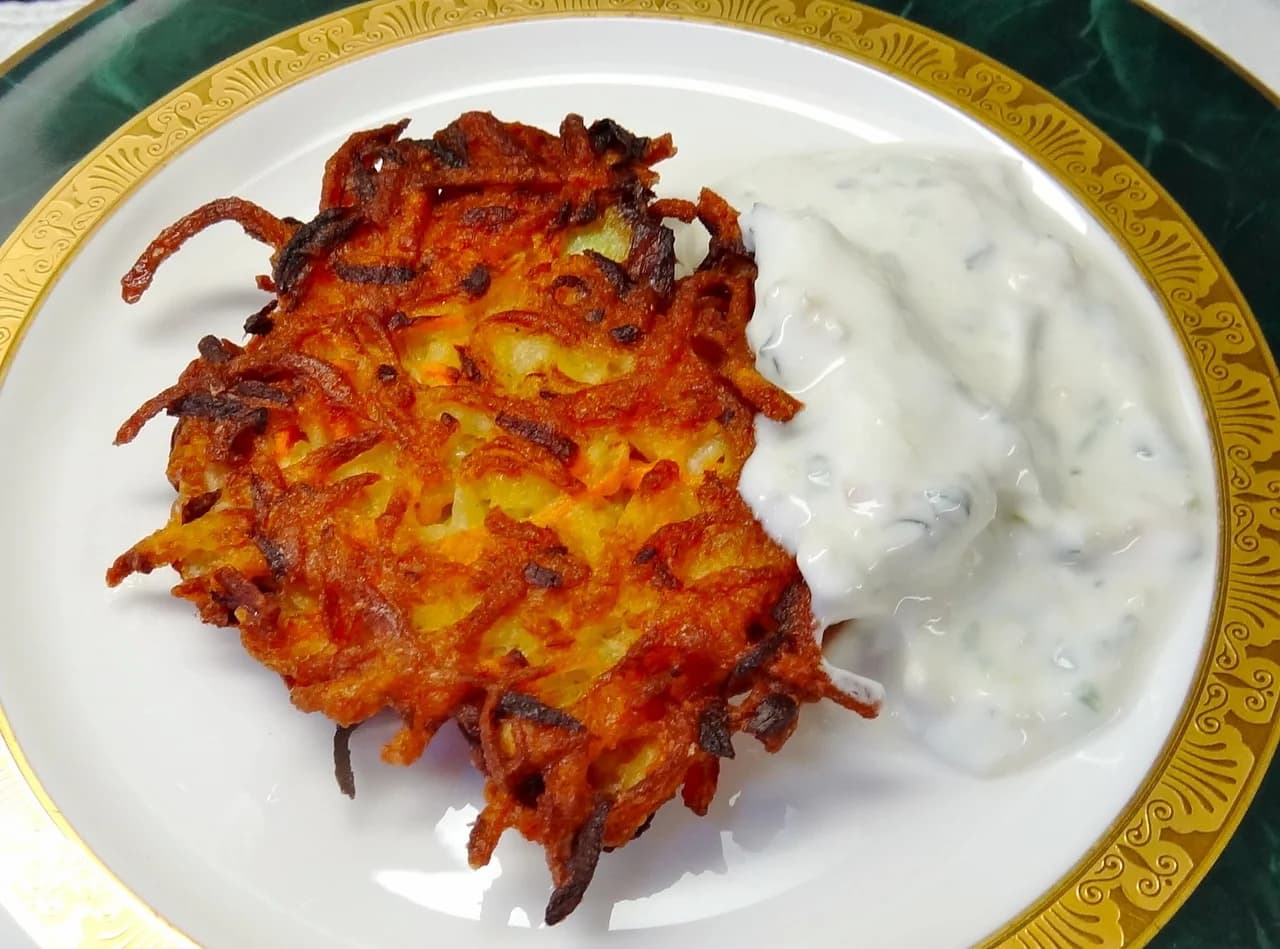 Potato Latkes with Lemongrass Yogurt Sauce