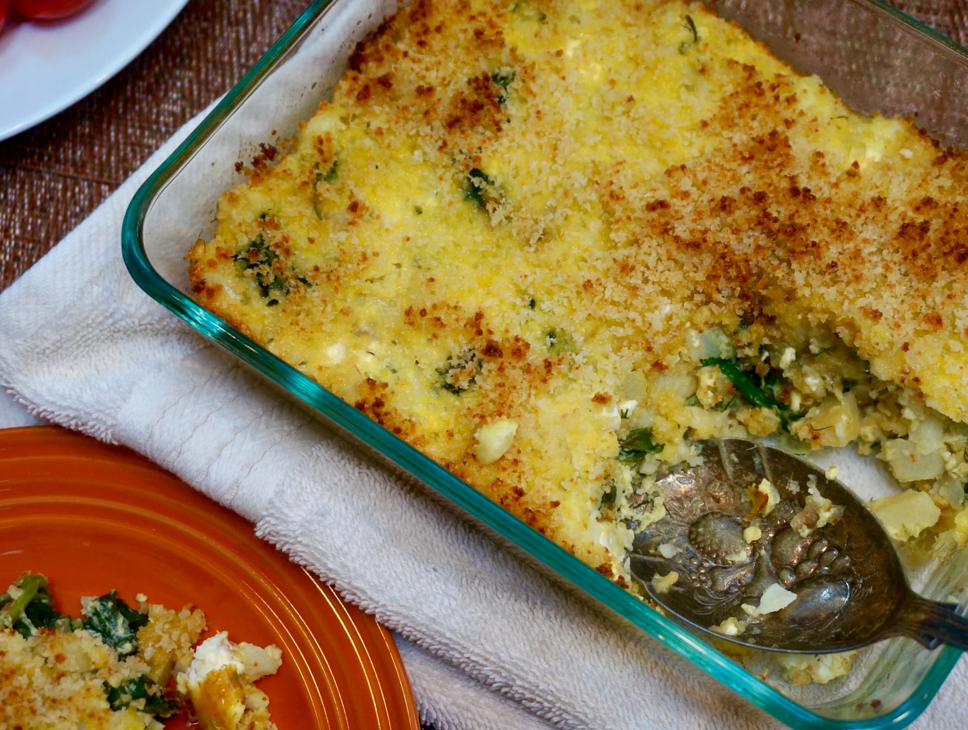 Potato Cheese and Spinach Kugel