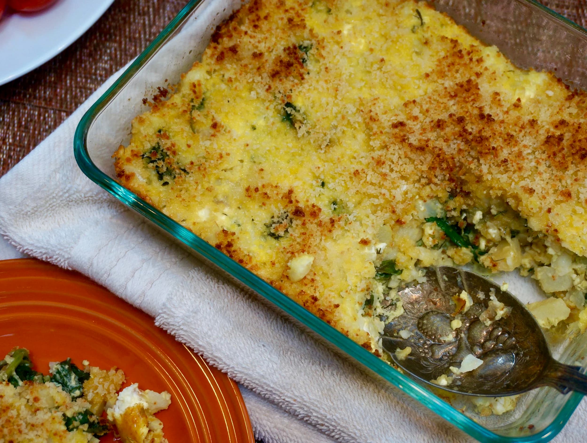 Potato Cheese and Spinach Kugel