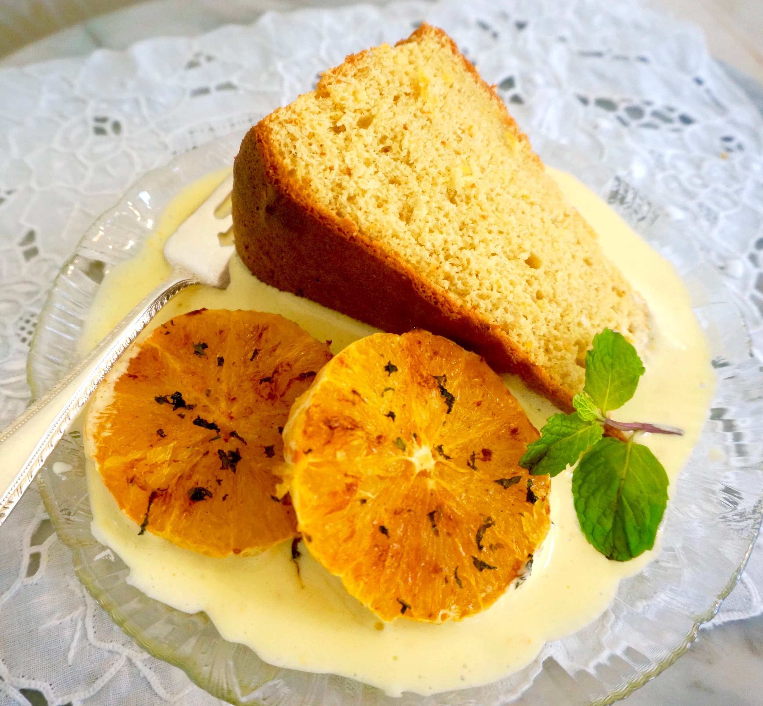 Passover Orange Cake with Roasted Oranges and Zabaglione