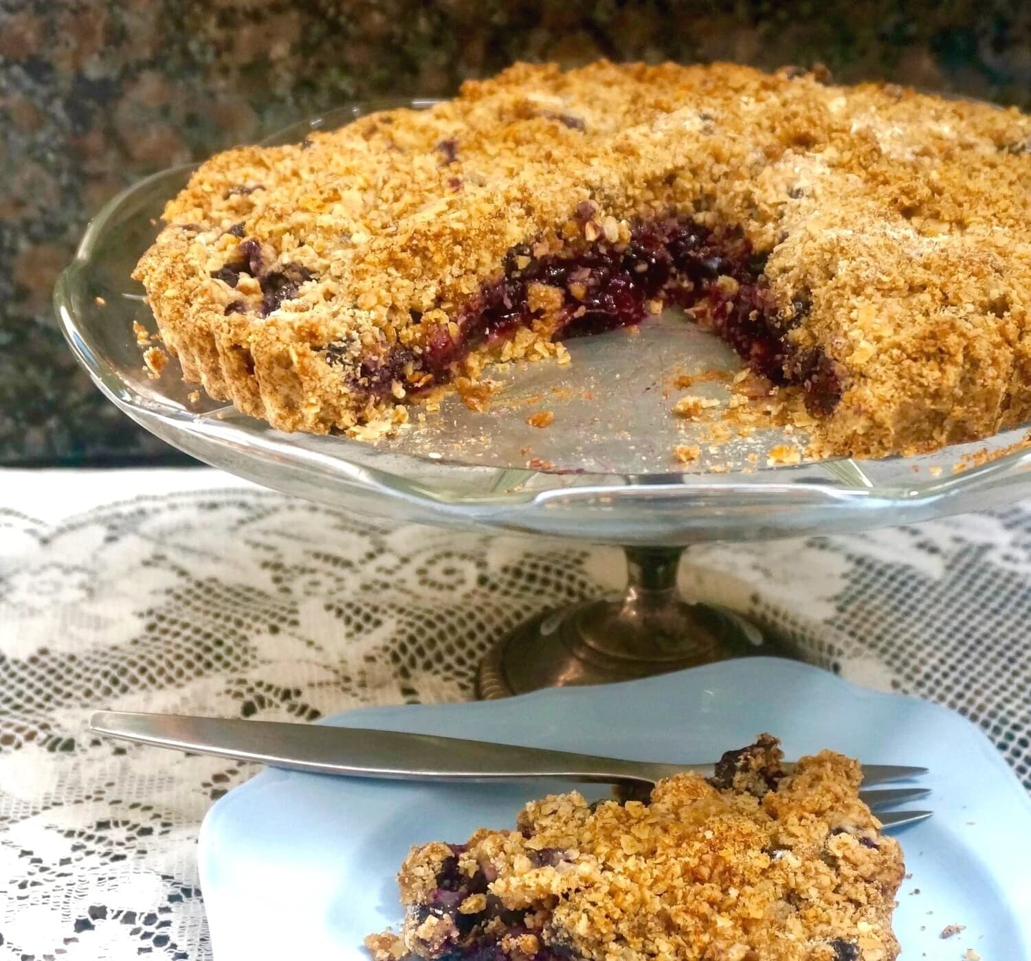 Blueberry Tart with Oat Crumb Crust