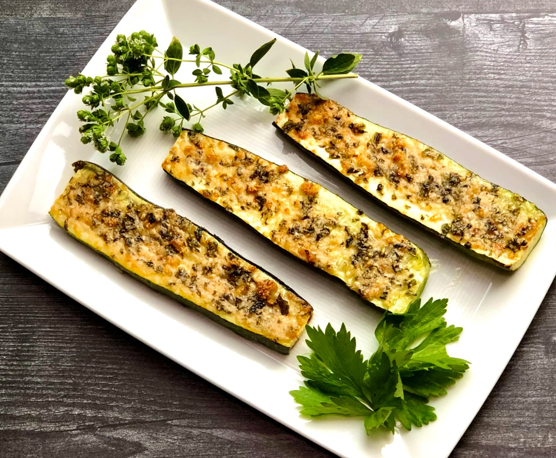 Tomato-free Zucchini Parmesan Strips