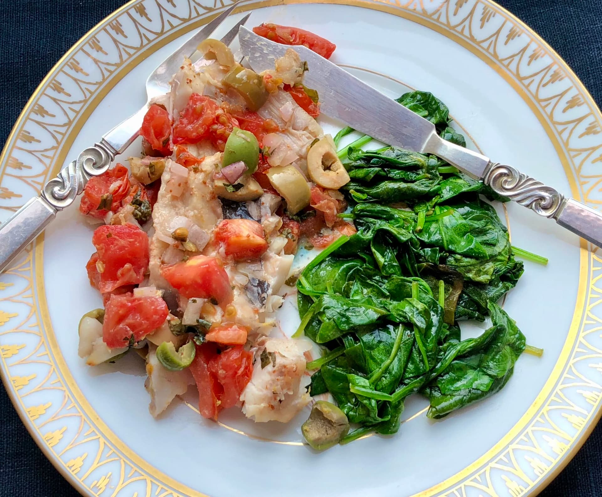 Roasted Fish with Tomatoes, Olives and Basil