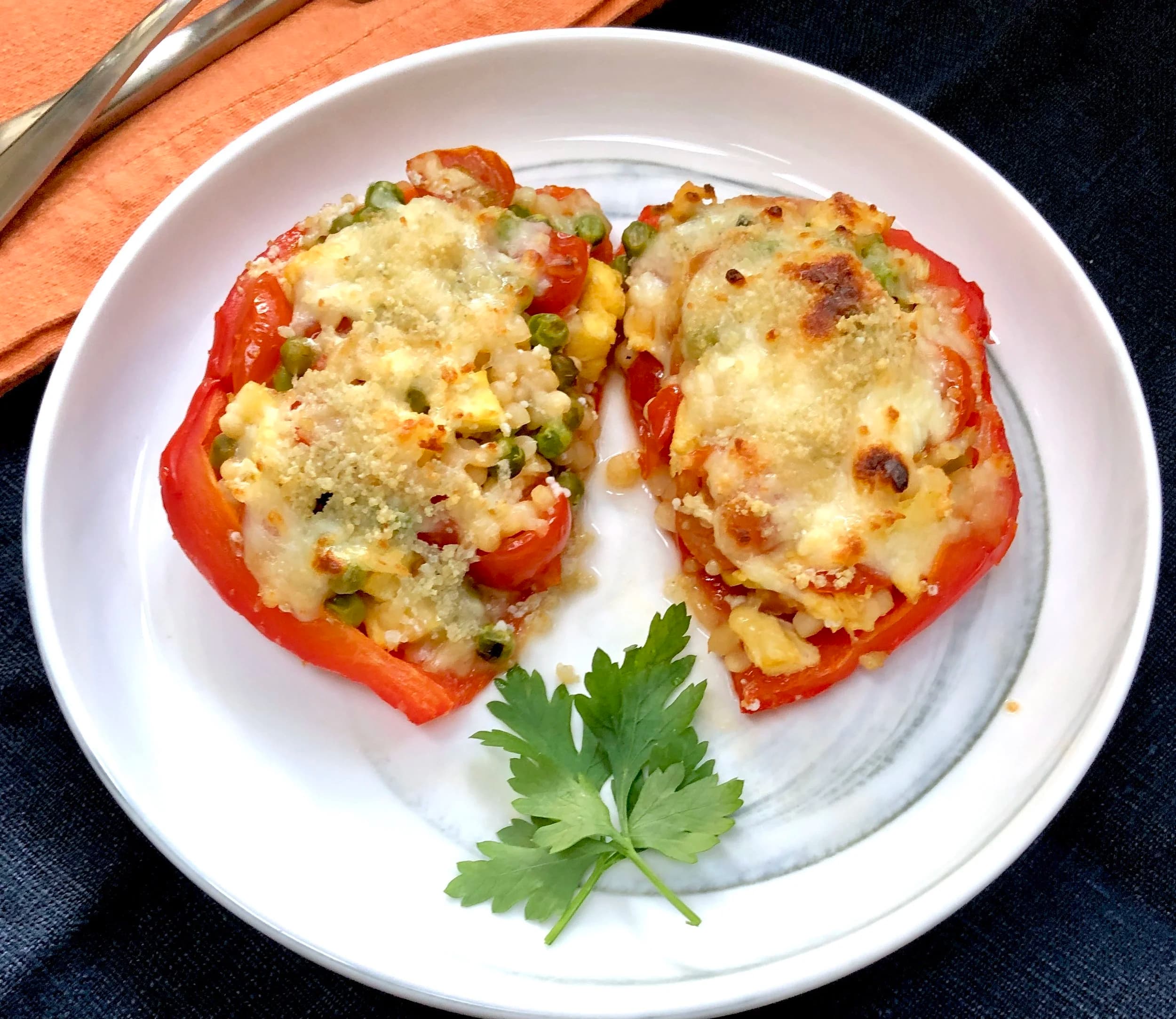 Vegetarian Stuffed Red Pepper Halves