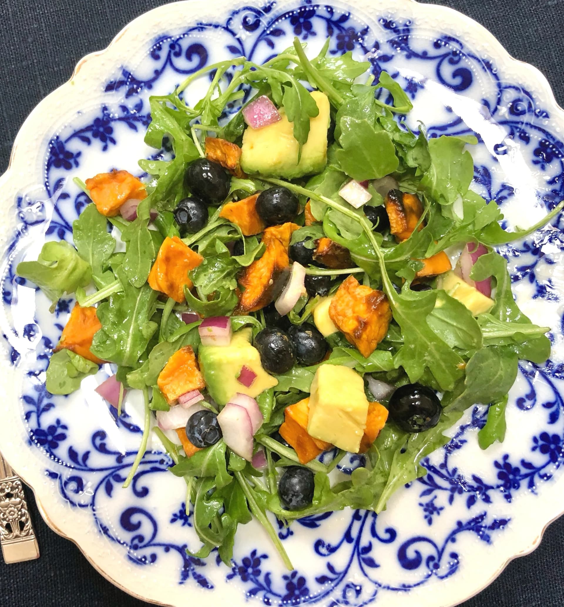 Roasted Sweet Potato Salad with Blueberries