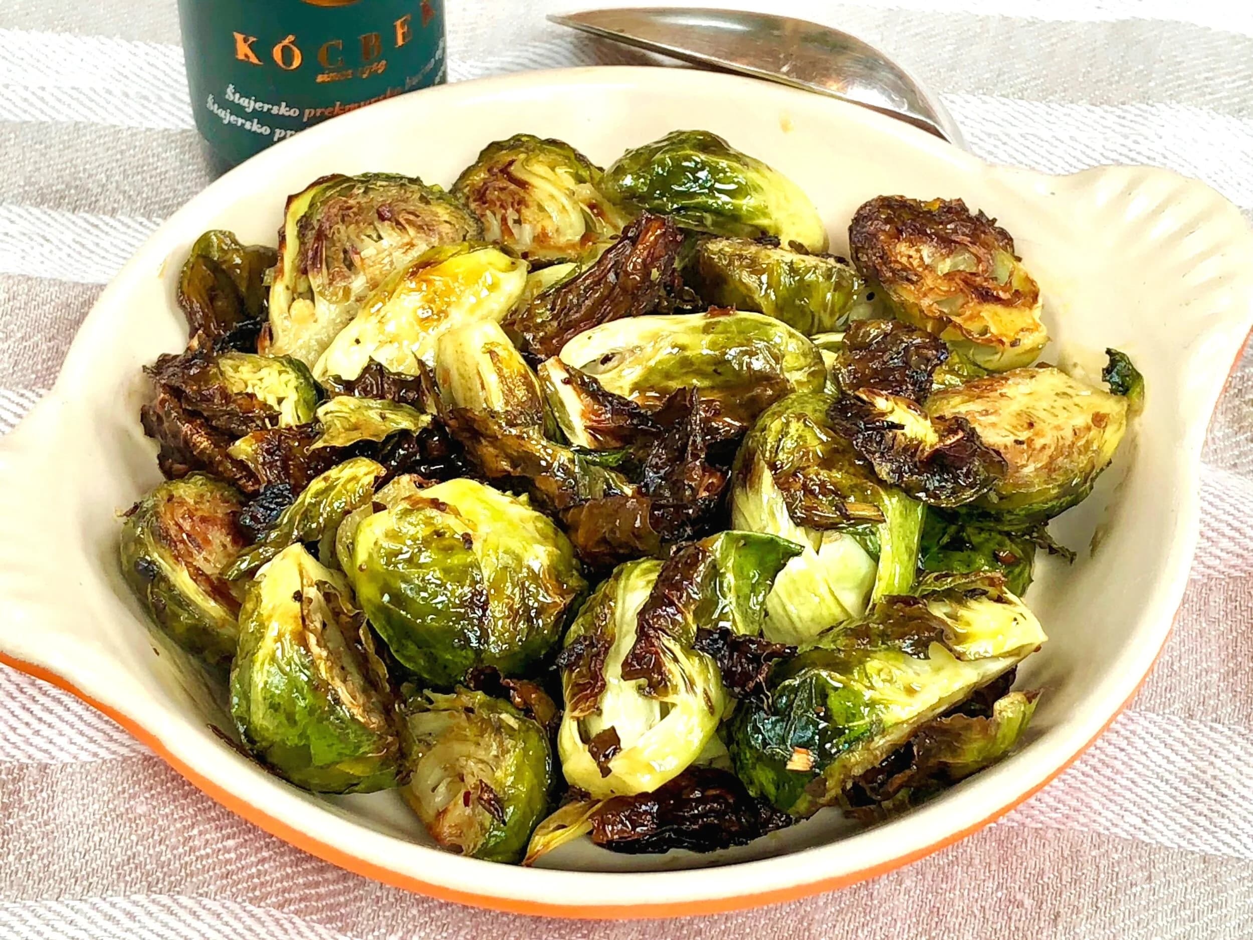 Roasted Brussels Sprouts with Pumpkin Seed Oil