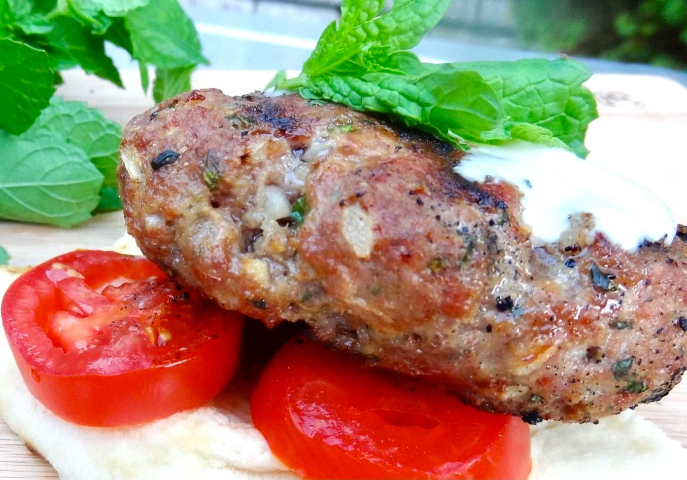 Lamburgers in Pita with Lemon-Tahini Sauce