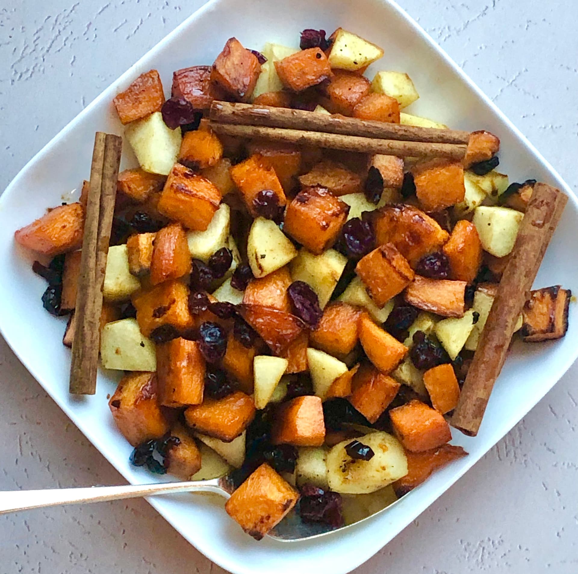 Roasted Sweet Potatoes with Apples and Cranberries